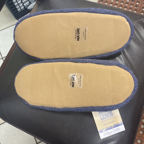 MUK LUKS Men's Morty Ragg Wool Slipper Sock, Denim size large - Picture 8 of 9